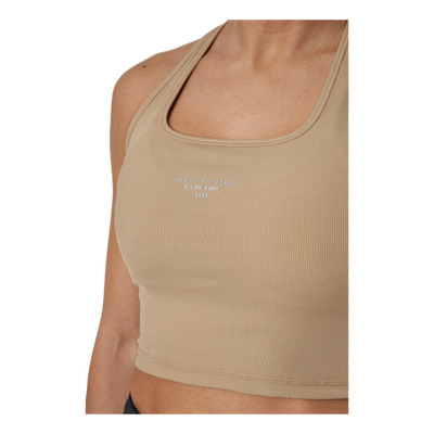 Night Rib Crop Tank Beige