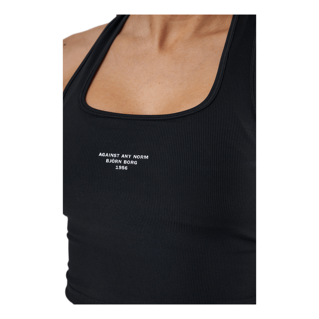Night Rib Crop Tank Black
