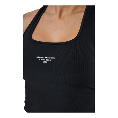 Night Rib Crop Tank Black