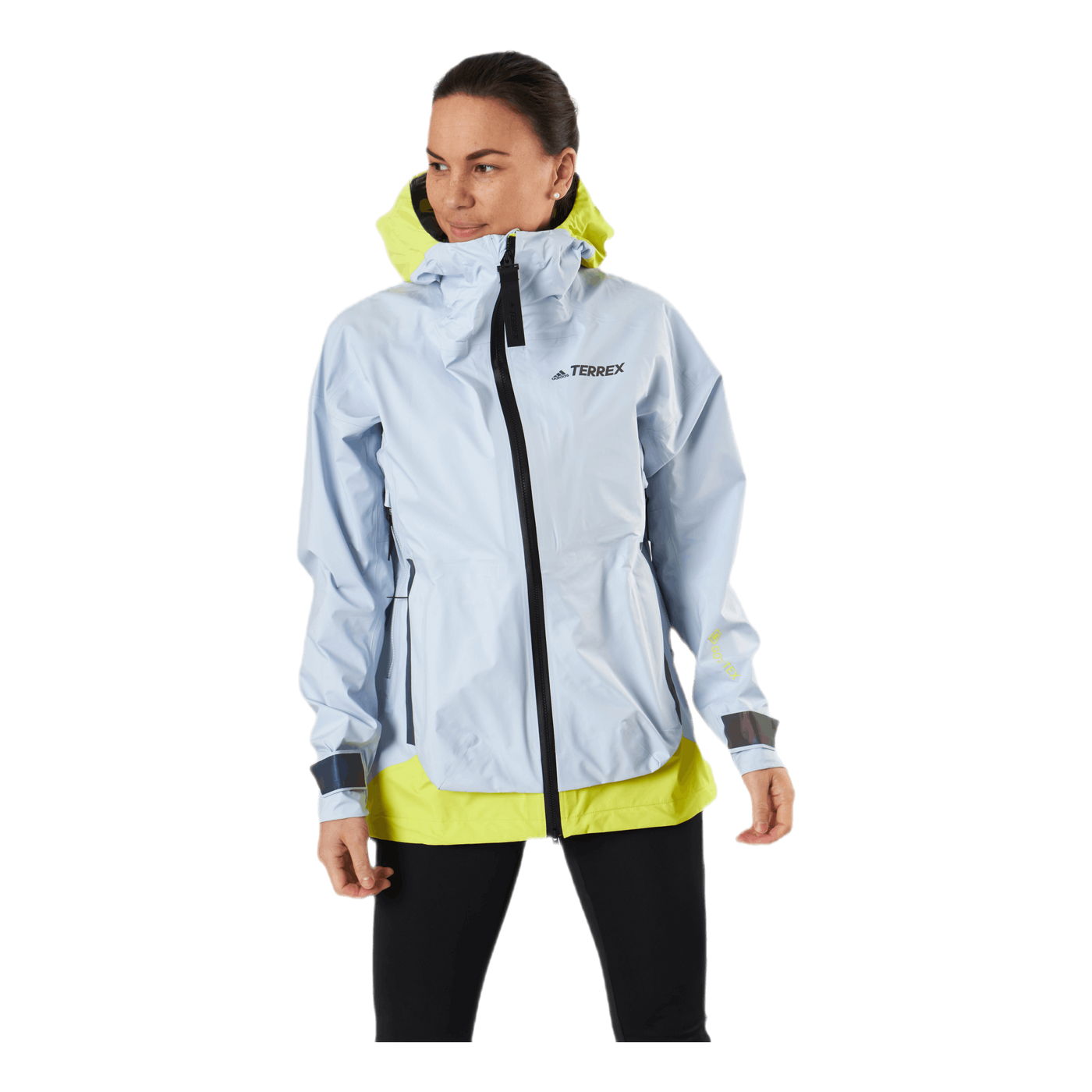 W Terrex Myshelter Gore Tex Active Jacket Halo Blue Acid Yellow