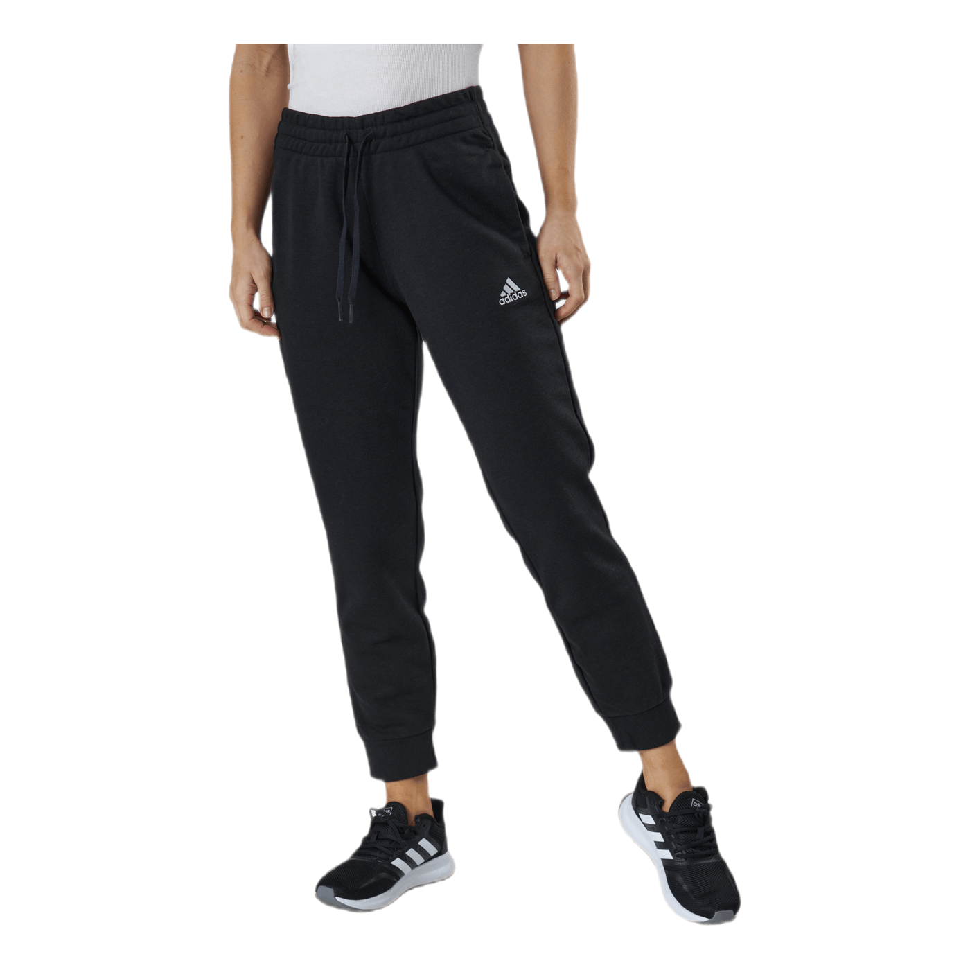 Essentials Regular Tapered Cuffed 7/8 Pant Black / White - adidas