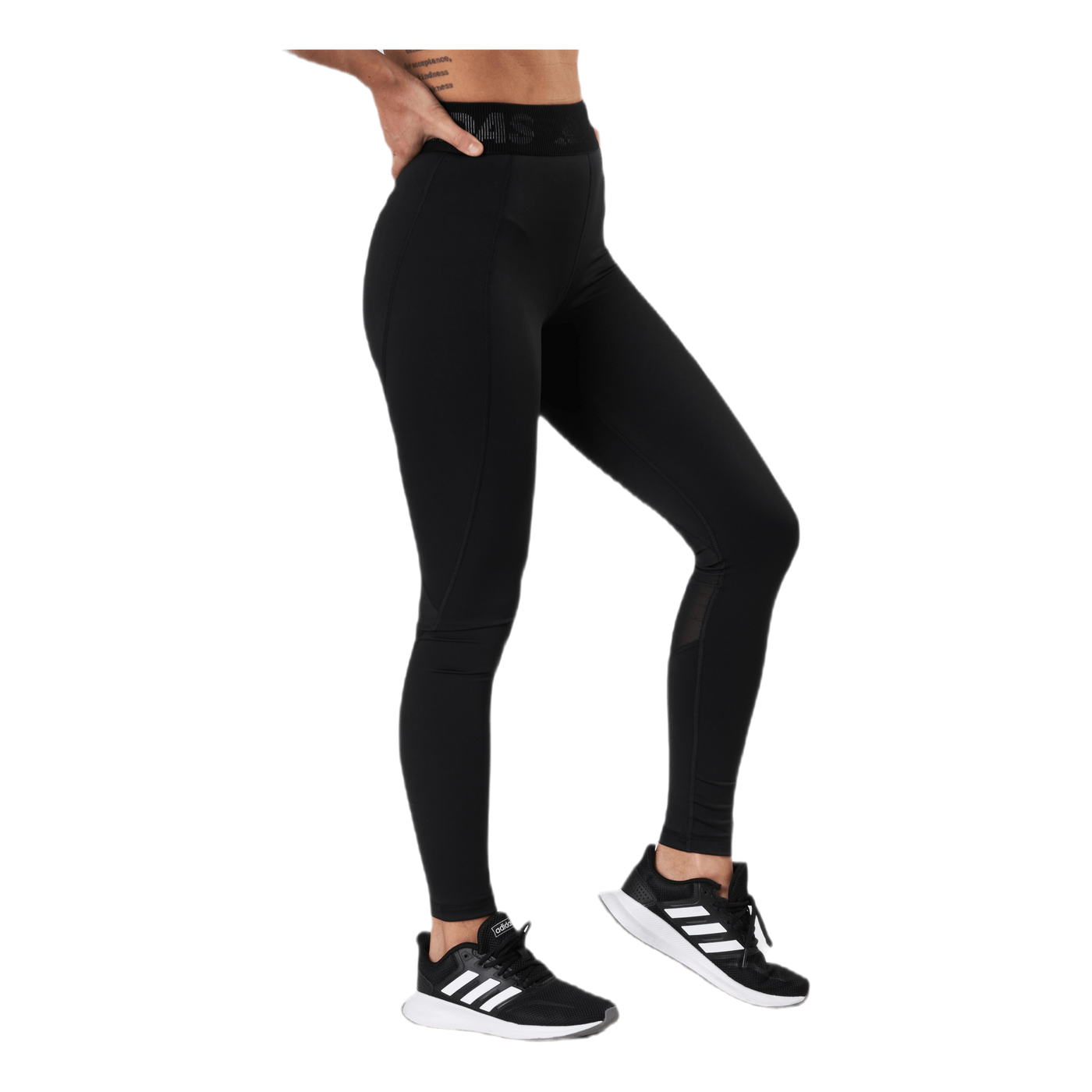 Techfit Long Branded Elastic Tight Black / White