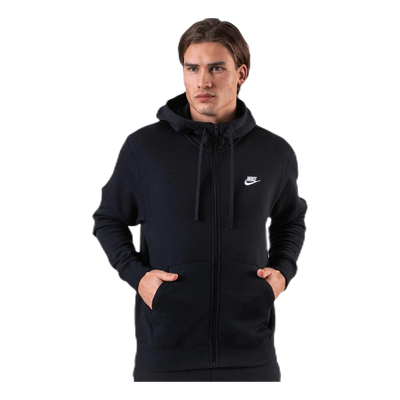 Sportswear Club Fleece Men's Full-Zip Hoodie BLACK/BLACK/WHITE