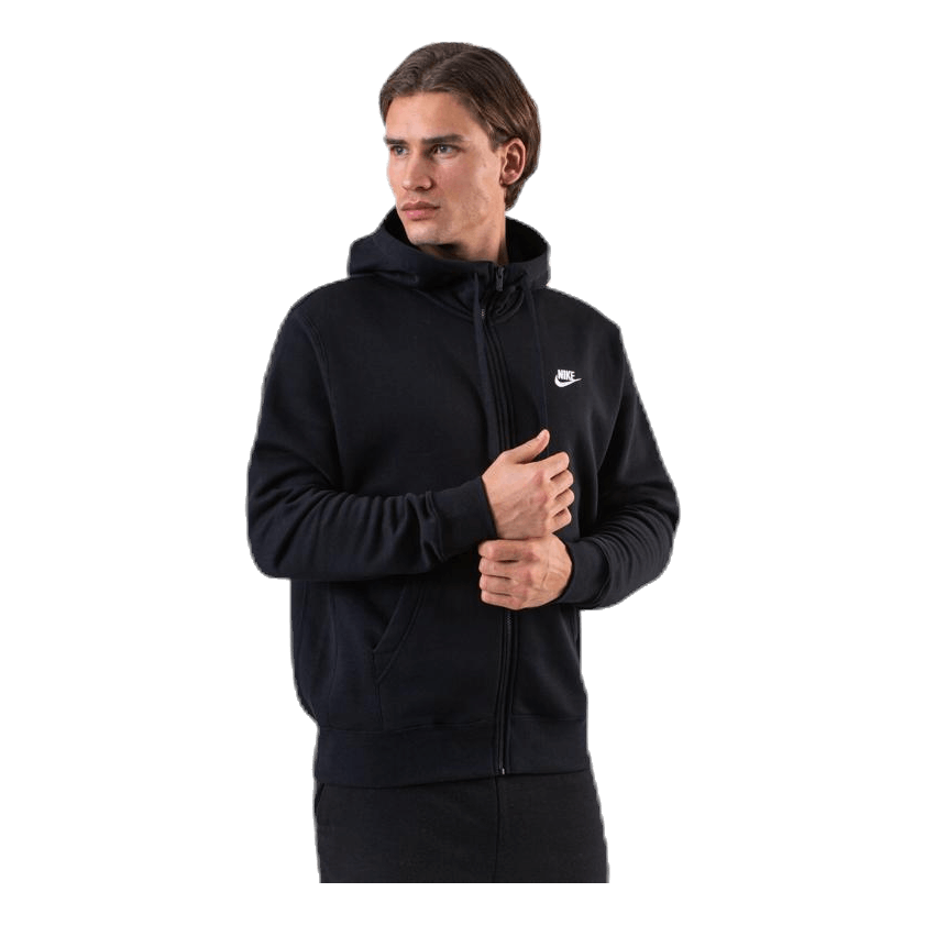 Sportswear Club Fleece Men's Full-Zip Hoodie BLACK/BLACK/WHITE