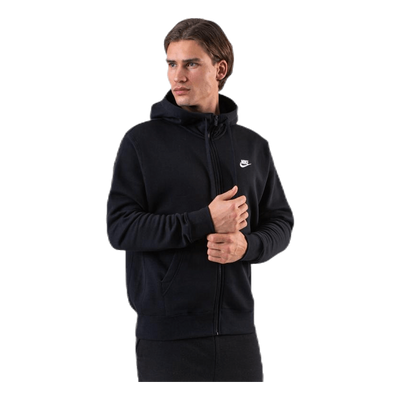 Sportswear Club Fleece Men's Full-Zip Hoodie BLACK/BLACK/WHITE