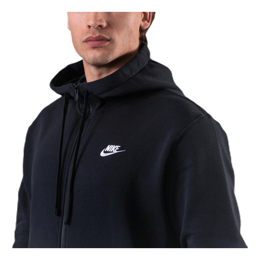 Sportswear Club Fleece Men's Full-Zip Hoodie BLACK/BLACK/WHITE