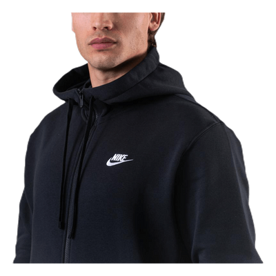 Sportswear Club Fleece Men's Full-Zip Hoodie BLACK/BLACK/WHITE