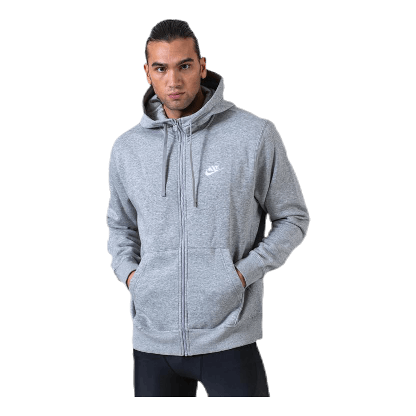 Sportswear Club Fleece Men's Full-Zip Hoodie DK GREY HEATHER/MATTE SILVER/WHITE