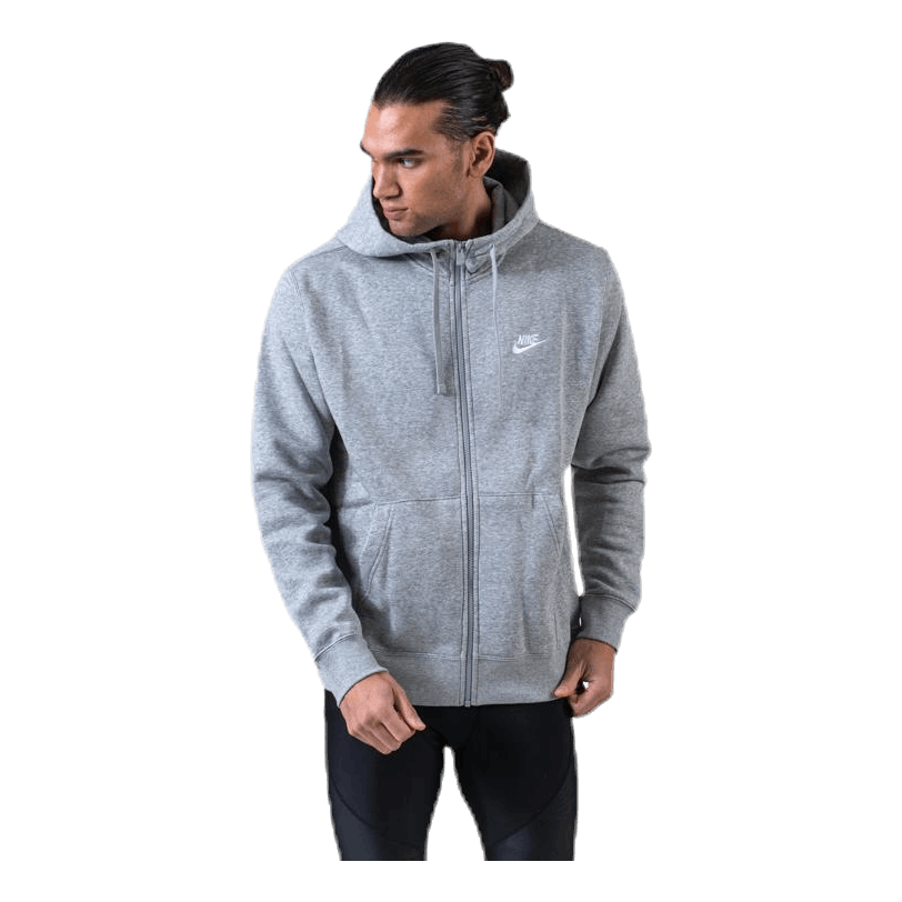 Sportswear Club Fleece Men's Full-Zip Hoodie DK GREY HEATHER/MATTE SILVER/WHITE