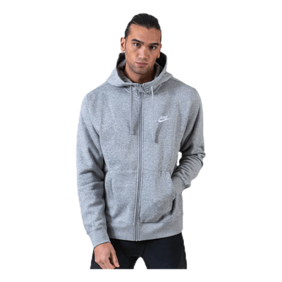 Sportswear Club Fleece Men's Full-Zip Hoodie DK GREY HEATHER/MATTE SILVER/WHITE