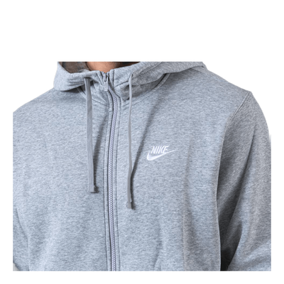 Sportswear Club Fleece Men's Full-Zip Hoodie DK GREY HEATHER/MATTE SILVER/WHITE