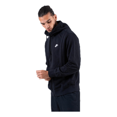 Sportswear Club Men's Full-Zip Hoodie BLACK/BLACK/WHITE