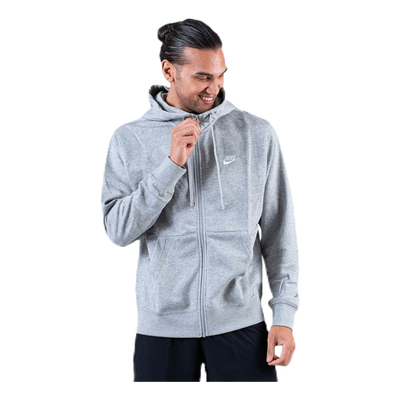 Sportswear Club Men's Full-Zip Hoodie DK GREY HEATHER/MATTE SILVER/WHITE