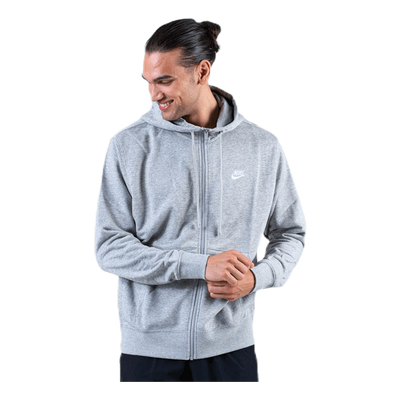 Sportswear Club Men's Full-Zip Hoodie DK GREY HEATHER/MATTE SILVER/WHITE