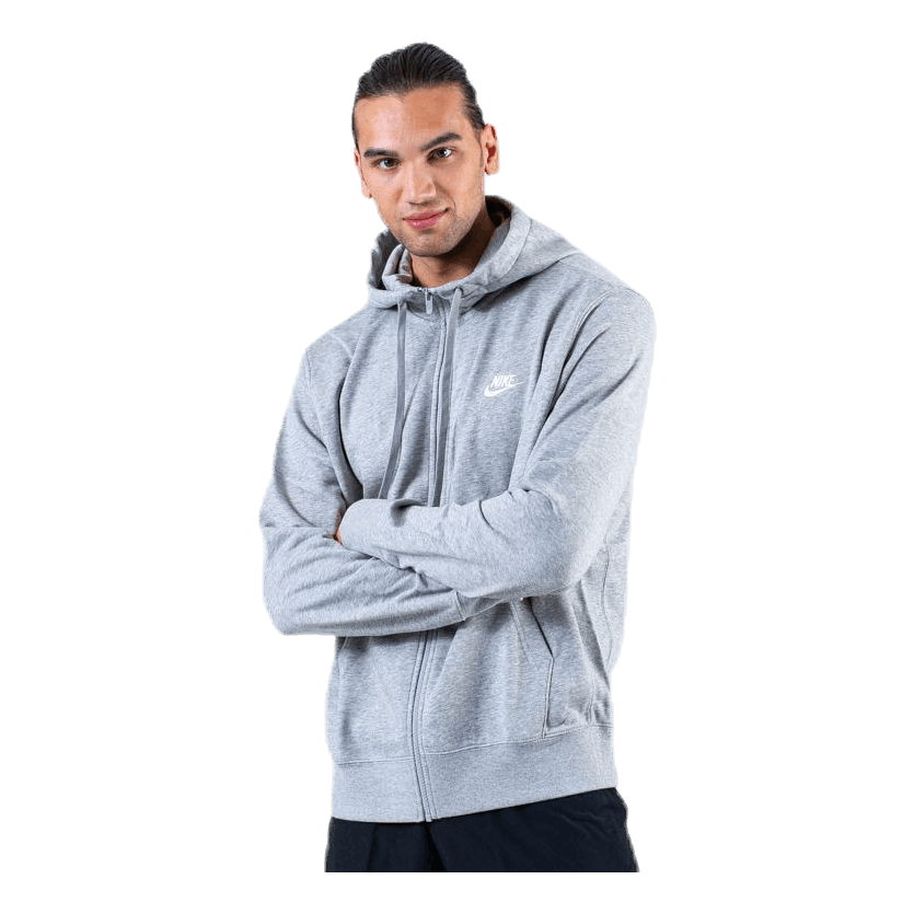 Sportswear Club Men's Full-Zip Hoodie DK GREY HEATHER/MATTE SILVER/WHITE