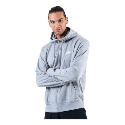 Sportswear Club Men's Full-Zip Hoodie DK GREY HEATHER/MATTE SILVER/WHITE