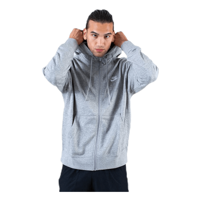 Sportswear Club Men's Full-Zip Hoodie DK GREY HEATHER/MATTE SILVER/WHITE