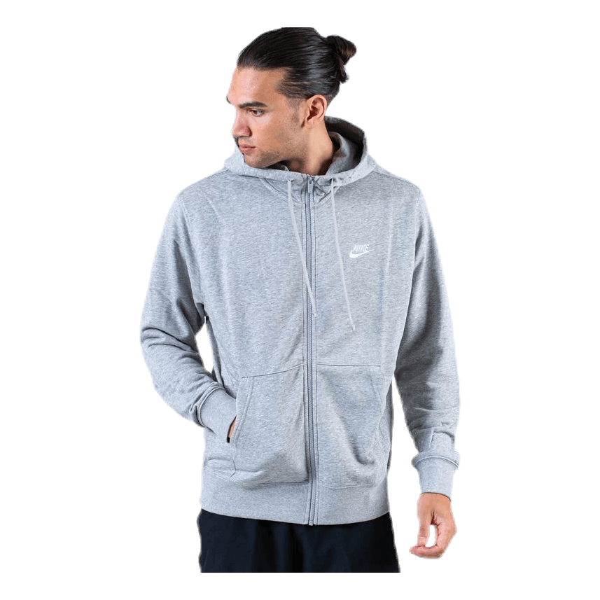 Sportswear Club Men's Full-Zip Hoodie DK GREY HEATHER/MATTE SILVER/WHITE