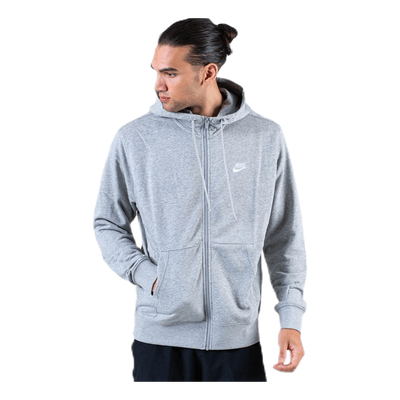 Sportswear Club Men's Full-Zip Hoodie DK GREY HEATHER/MATTE SILVER/WHITE