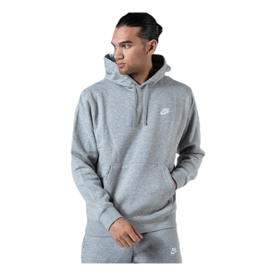 Sportswear Club Fleece Pullover Hoodie DK GREY HEATHER/MATTE SILVER/WHITE