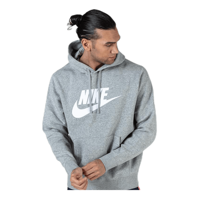 Sportswear Club Fleece Men's Graphic Pullover Hoodie DK GREY HEATHER/MATTE SILVER/WHITE