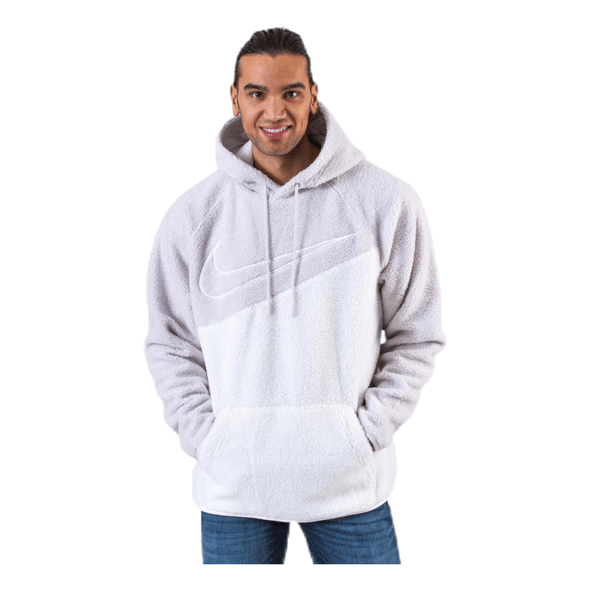 Swoosh Hoodie Fleece White/Grey