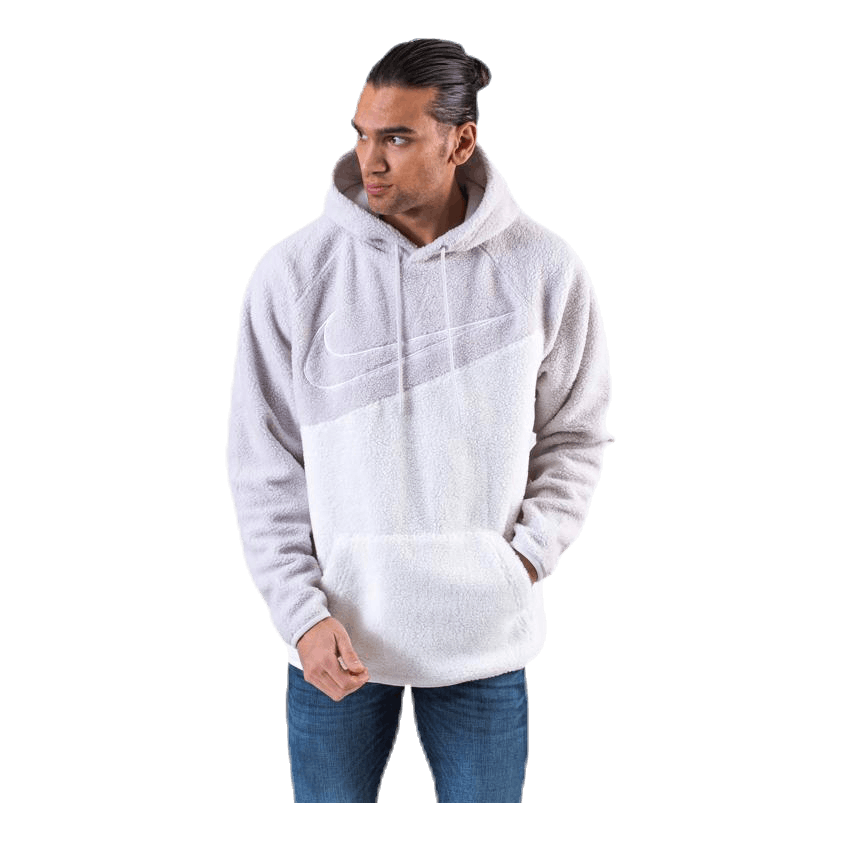Swoosh Hoodie Fleece White/Grey
