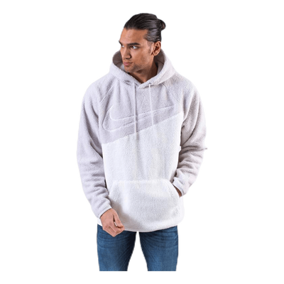 Swoosh Hoodie Fleece White/Grey