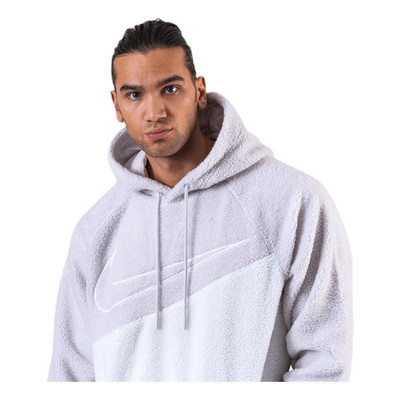 Swoosh Hoodie Fleece White/Grey