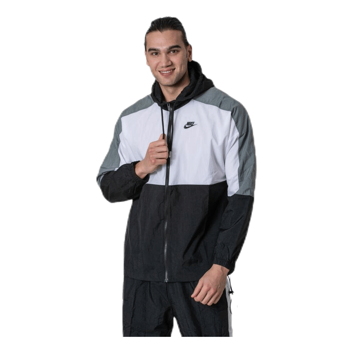 Hooded Woven White/Black