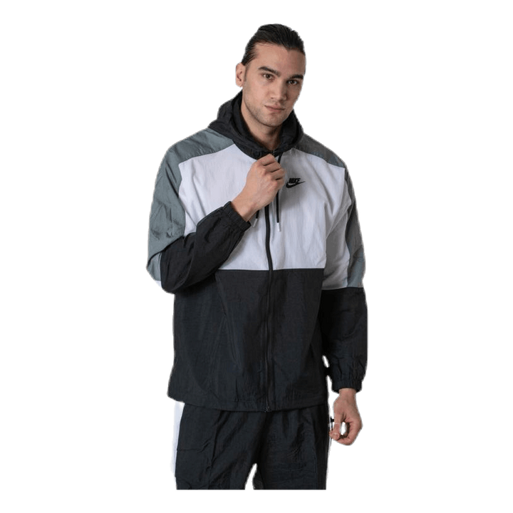 Hooded Woven White/Black