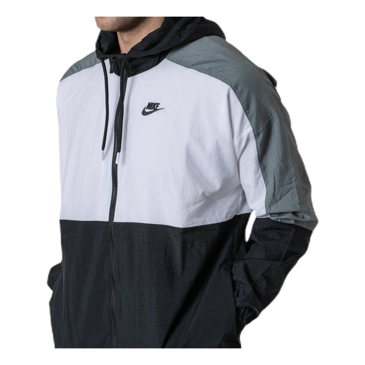 Hooded Woven White/Black