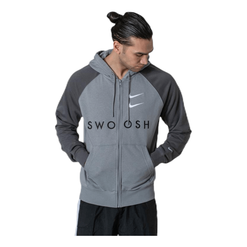 Nike double hot sale swoosh hoodie grey