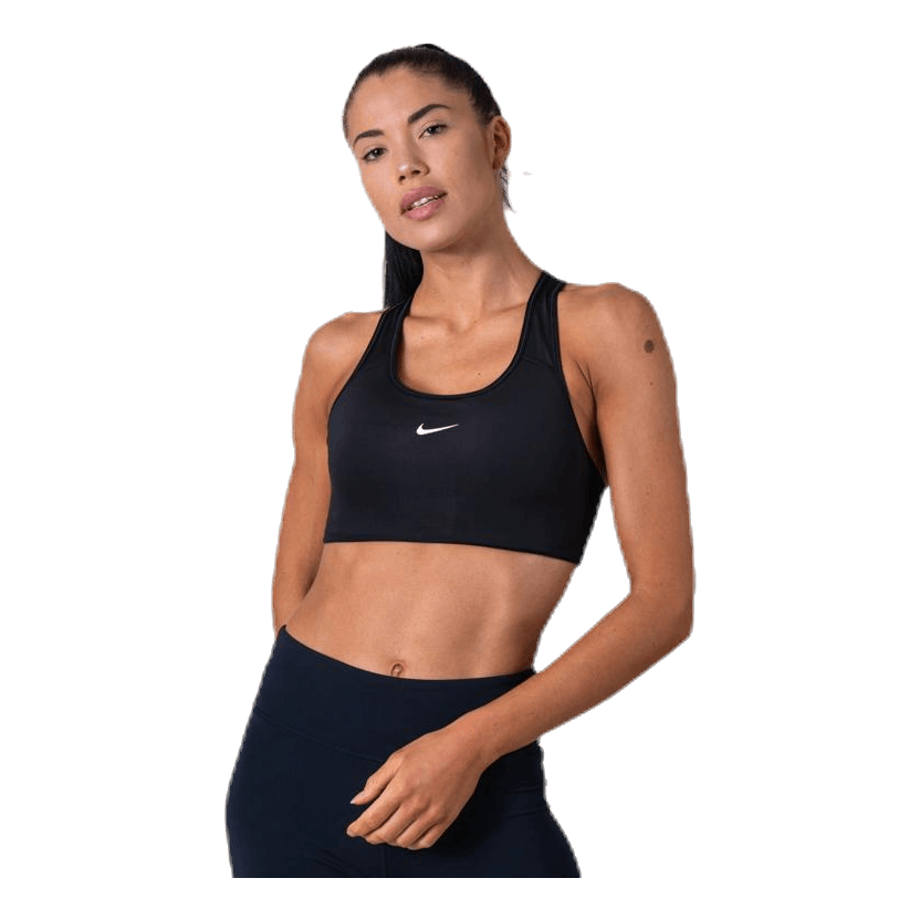 Swoosh Women's Medium-Support 1-Piece Pad Sports Bra BLACK/WHITE