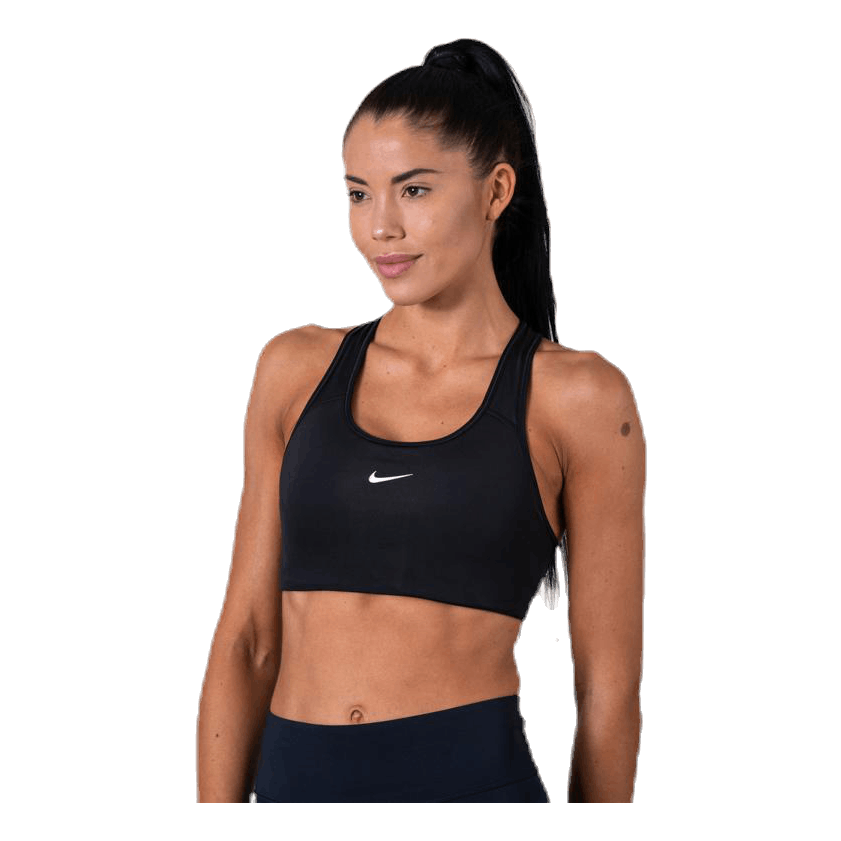 Swoosh Women's Medium-Support 1-Piece Pad Sports Bra BLACK/WHITE