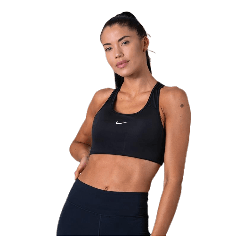 Swoosh Women's Medium-Support 1-Piece Pad Sports Bra BLACK/WHITE