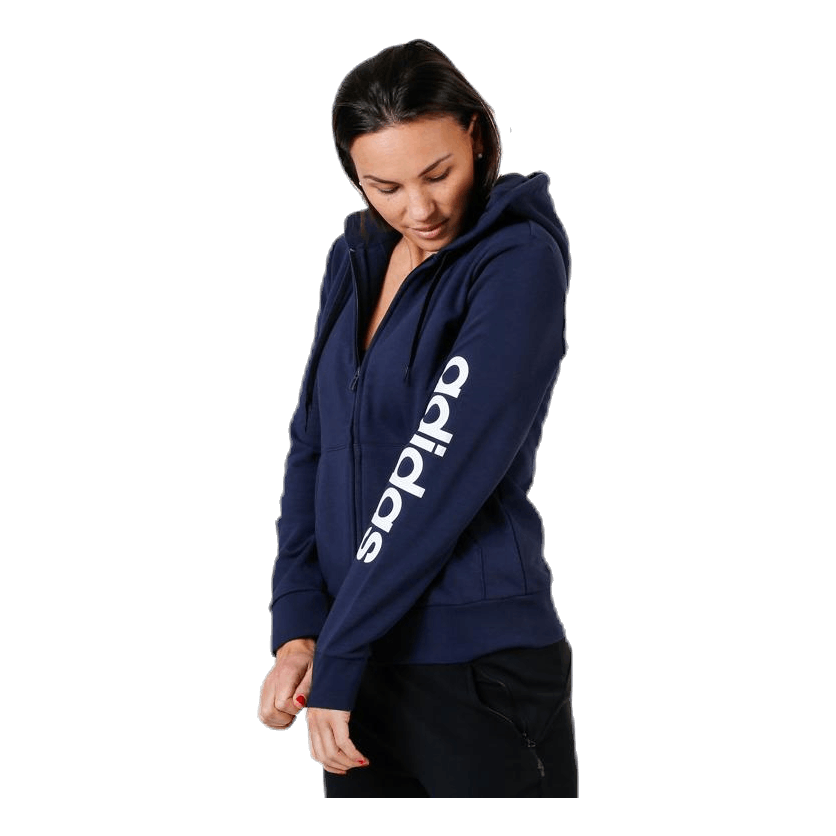 Essentials Linear Full Zip Hoodie Legend Ink / White