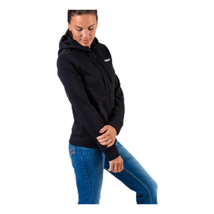 Essentials Solid Full Zip Hoodie Black / White