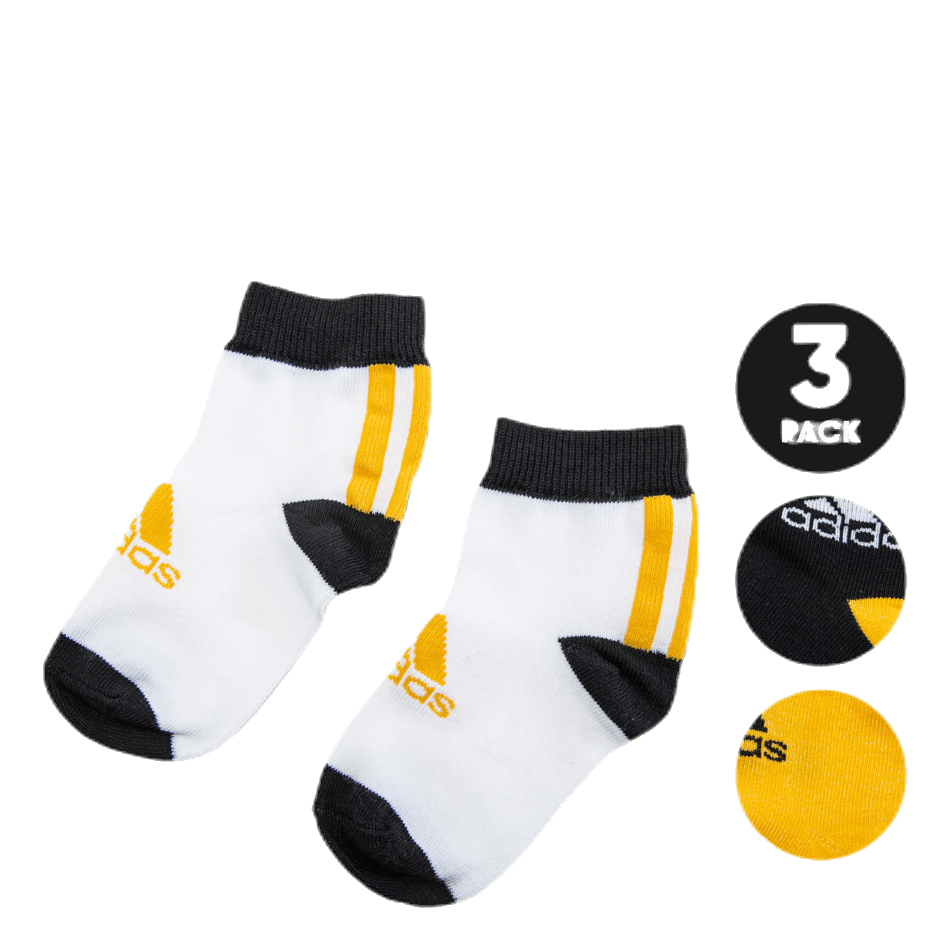 3-Pack Ankle Socks White/Black/Yellow