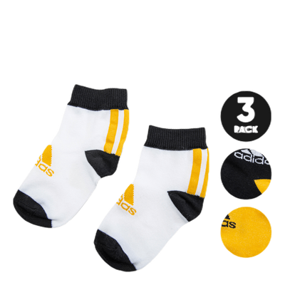 3-Pack Ankle Socks White/Black/Yellow