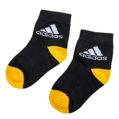 3-Pack Ankle Socks White/Black/Yellow