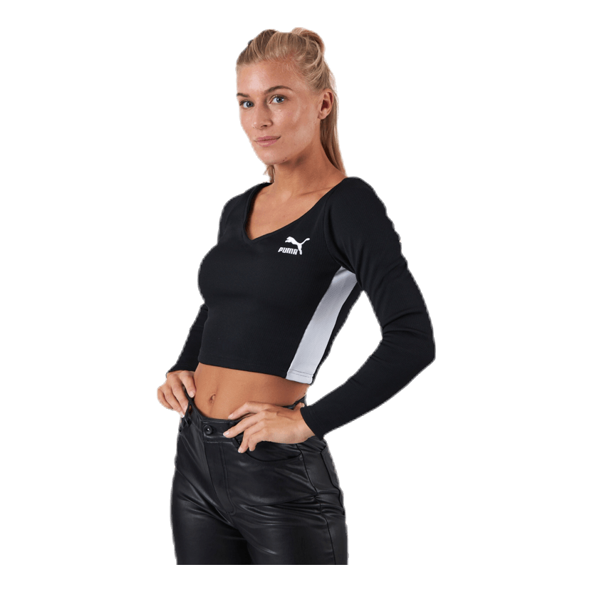 Classics Ribbed Longsleeve Cropped Top Black