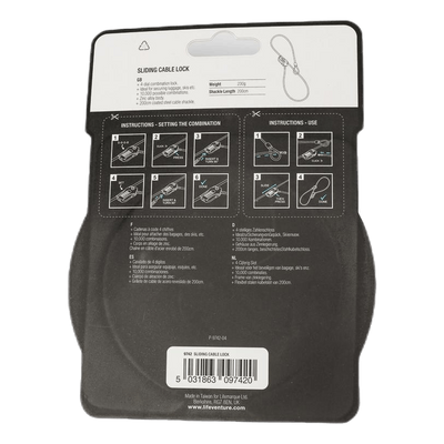 Sliding Cable Lock Black