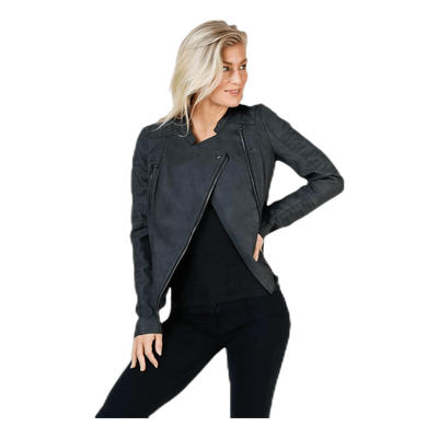 Ava Faux Leather Biker Otw Black