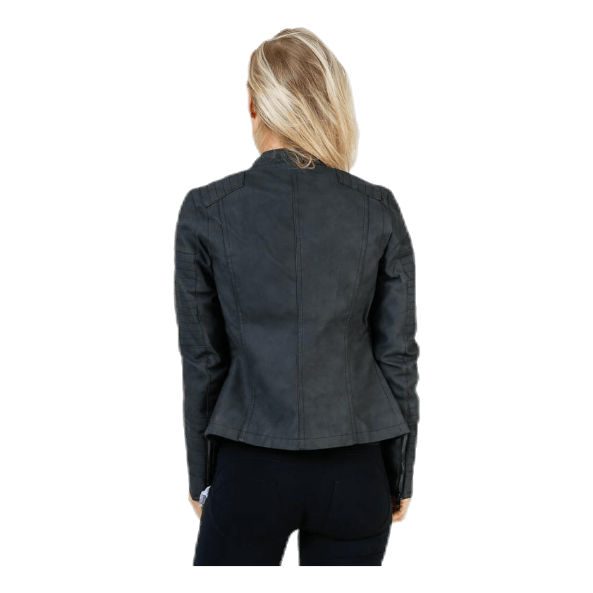 Ava Faux Leather Biker Otw Black