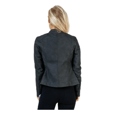 Ava Faux Leather Biker Otw Black