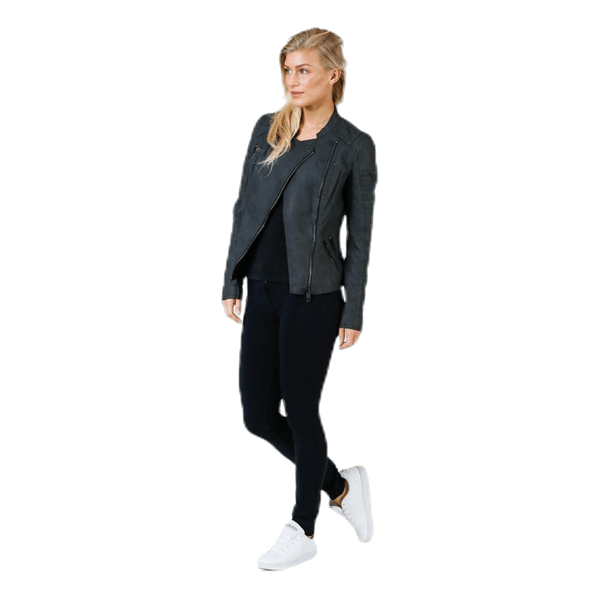 Ava Faux Leather Biker Otw Black