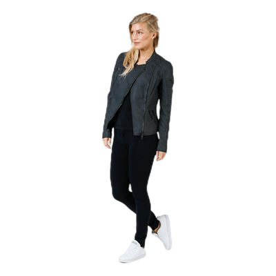 Ava Faux Leather Biker Otw Black