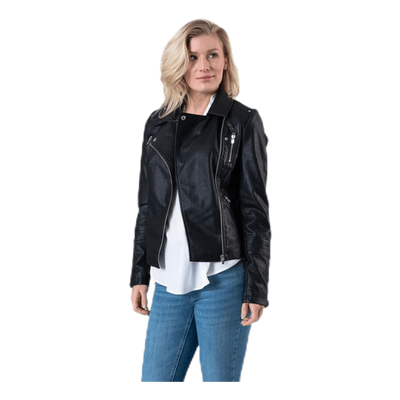 Gemma Faux Leather Biker Otw Black
