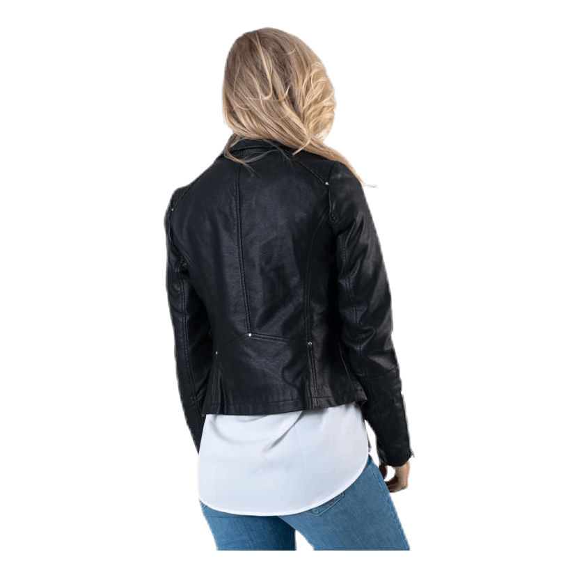 Gemma Faux Leather Biker Otw Black